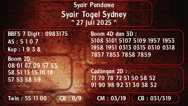Syair Pandawa - Syair Togel Sydney